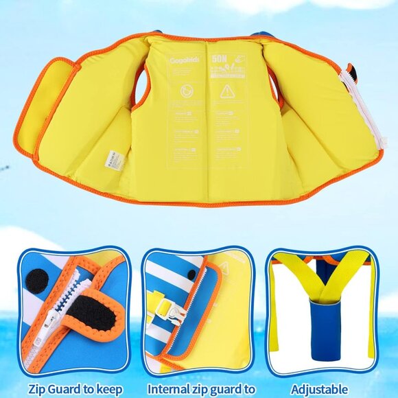 Gogokids Kids Swim Vest Float Jacket for 30-50 lbs 2-6 Years - Toddler Flotaties - Picture 4 of 9